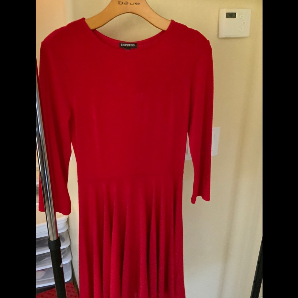 Red mid sleeve dress